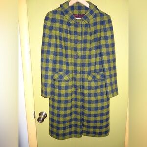 Pendelton Vintage 70's Peacoat Green & Navy Blue with Peter Pan Collar